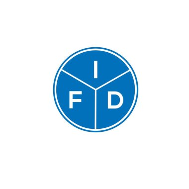 Beyaz arka planda IFD harf logosu tasarımı. IFD yaratıcı harflerin baş harfleri logo kavramı. IFD harf tasarımı.