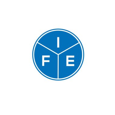 Beyaz arka planda IFE harf logosu tasarımı. IFE yaratıcı harfler logosu konsepti. IFE harf tasarımı.