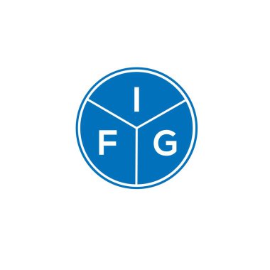 Beyaz arka planda IFG harf logosu tasarımı. IFG yaratıcı harflerin baş harfleri logo kavramı. IFG harf tasarımı.