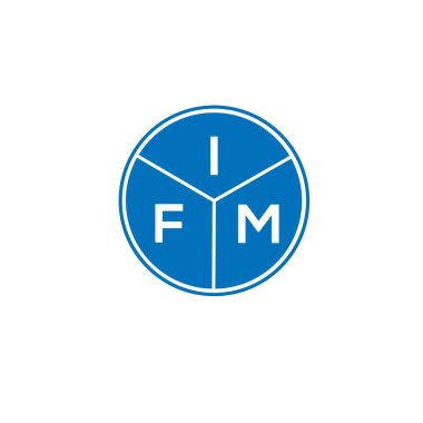 Beyaz arka planda IFM harf logosu tasarımı. IFM yaratıcı harflerin baş harfleri logo kavramı. IFM harf tasarımı.