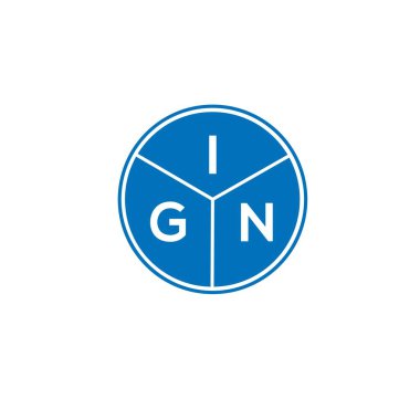 Beyaz arka planda IGN harf logosu tasarımı. IGN yaratıcı harflerin baş harfleri logo kavramı. IGN harf tasarımı.