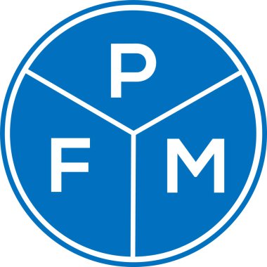 Beyaz arka planda PFM harf logosu tasarımı. PFM yaratıcı daire harfi logosu konsepti. PFM harf tasarımı.