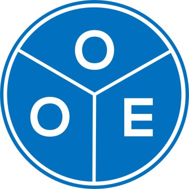 Beyaz arka planda OOE harf logosu tasarımı. Yaratıcı yuvarlak harf logosu kavramı. OOE harf tasarımı.