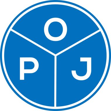 Beyaz arkaplanda OPJ harfi logo tasarımı. OPJ yaratıcı daire harf logosu konsepti. OPj harf tasarımı.