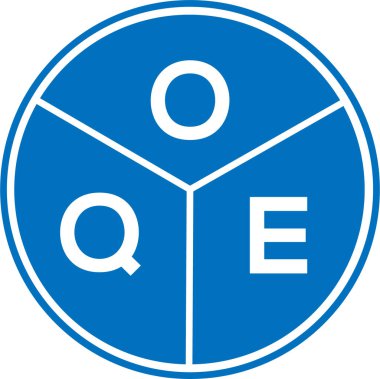 Beyaz arka planda OQE harf logosu tasarımı. OQE yaratıcı daire harfi logosu konsepti. OQE harf tasarımı.