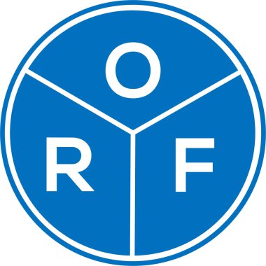Beyaz arkaplanda ORF harf logosu tasarımı. ORF yaratıcı daire harfi logosu. ORF harf tasarımı.