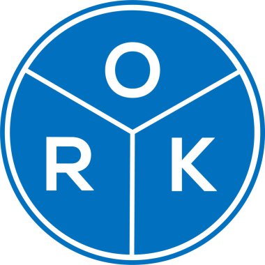 Beyaz arkaplanda ORK harf logosu tasarımı. ORK yaratıcı daire harfi logosu. ORK harf tasarımı.