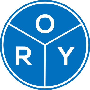 Beyaz arkaplanda ORY harf logosu tasarımı. Yaratıcı yuvarlak harf logosu kavramı. ORY harf tasarımı.