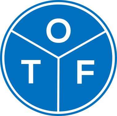 Beyaz arka planda OTF harf logosu tasarımı. OTF yaratıcı daire harfi logosu konsepti. OTF harf tasarımı.