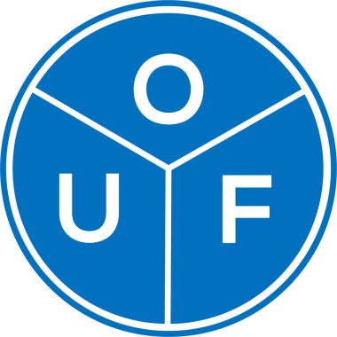 Beyaz arkaplanda OUF harf logosu tasarımı. Yaratıcı yuvarlak harf logosu kavramı. OUF harf dizaynı. OUF harf logosu tasarımı beyaz arkaplanda. Yaratıcı yuvarlak harf logosu kavramı. OUF harf tasarımı.