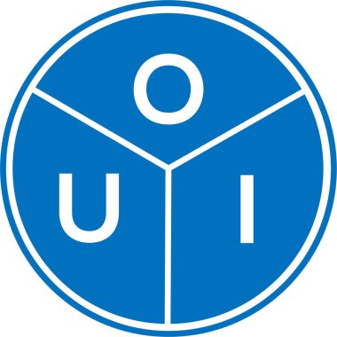 Beyaz arka planda OUI harf logosu tasarımı. Yaratıcı yuvarlak harf logosu kavramı. OUI harf dizaynı. Beyaz arkaplanda OUI harf logosu tasarımı. Yaratıcı yuvarlak harf logosu kavramı. OUI harf tasarımı.