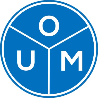 Beyaz arkaplanda OUM harf logosu tasarımı. Yaratıcı yuvarlak harf logosu kavramı. OUM harf tasarımı.