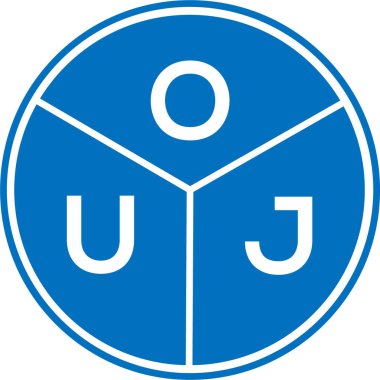 Beyaz arka planda OUJ harfi logo tasarımı. OUJ yaratıcı daire harfi logosu konsepti. OUJ harf tasarımı.