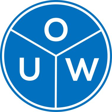 Beyaz arkaplanda OUW harf logosu tasarımı. Yaratıcı yuvarlak harf logosu kavramı. OUW harf tasarımı.