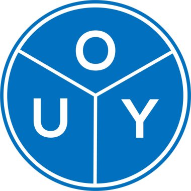 Beyaz arkaplanda OUY harf logosu tasarımı. Yaratıcı yuvarlak harf logosu kavramı. OUY harf tasarımı.