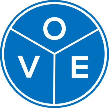 Beyaz arka planda OVE harfli logo tasarımı. OVE yaratıcı daire harfi logosu. OVE harf tasarımı.