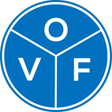 Beyaz arka planda OVF harf logosu tasarımı. Yaratıcı yuvarlak harf logosu konsepti. OVF harf tasarımı.