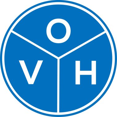 Beyaz arka planda OVH harf logosu tasarımı. OVH yaratıcı daire harfi logosu. OVH harf tasarımı.