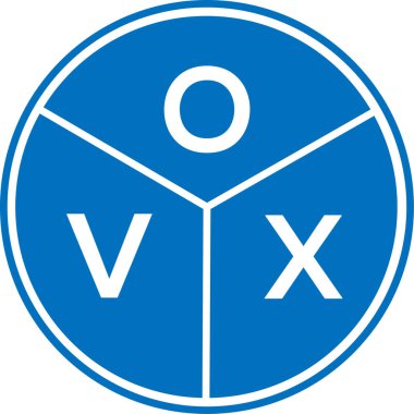 Beyaz arka planda OVX harf logosu tasarımı. OVX yaratıcı daire harfi logosu konsepti. OVX harf tasarımı.