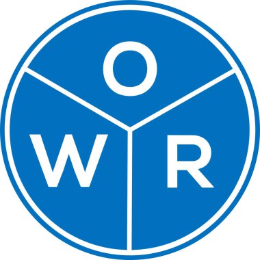 Beyaz arka planda OWR harf logosu tasarımı. OWR yaratıcı daire harfi logosu konsepti. OWR harf tasarımı.