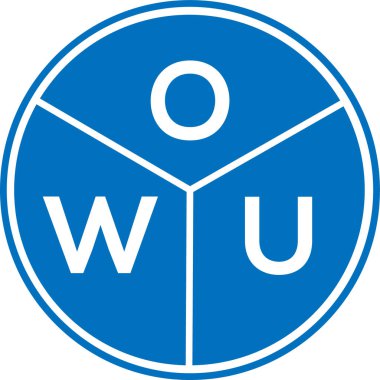 Beyaz arka planda OWU harf logosu tasarımı. OWU yaratıcı daire harfi logosu konsepti. OWU harf tasarımı.