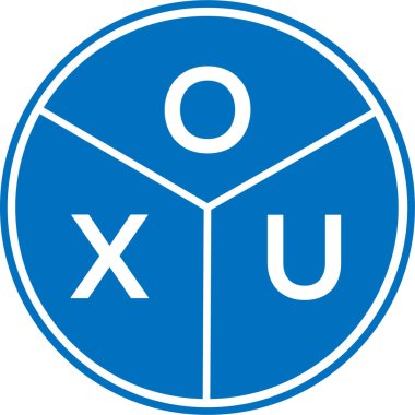 Beyaz arka planda OXU harf logosu tasarımı. OXU yaratıcı daire harfi logosu konsepti. OXU harf tasarımı.