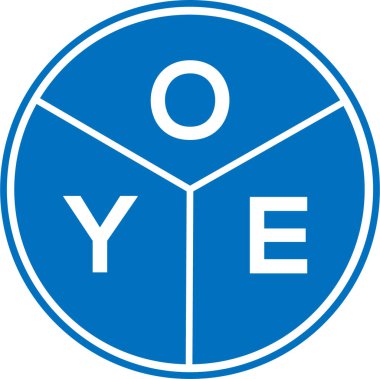 Beyaz arka planda OYE harf logosu tasarımı. OYE yaratıcı daire harfi logosu konsepti. OYE harf tasarımı.