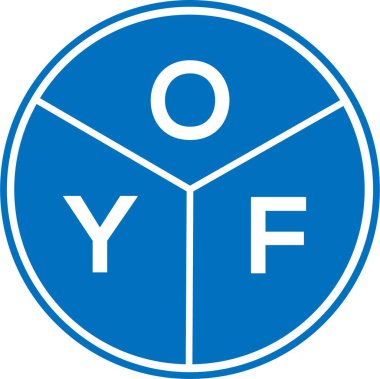 Beyaz arka planda OYF harf logosu tasarımı. OYF yaratıcı daire harfi logosu konsepti. OYF harf tasarımı.