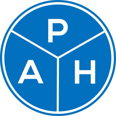 Beyaz arka planda PAH harf logosu tasarımı. Yaratıcı yuvarlak harf logosu kavramı. PAH harf tasarımı.