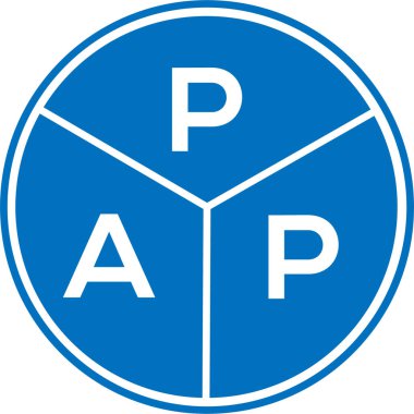 Beyaz arka planda PAP harf logosu tasarımı. PAP yaratıcı daire harfi logosu. PAP harf tasarımı.