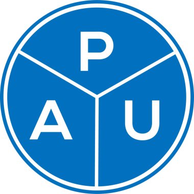 Beyaz arka planda PAU harf logosu tasarımı. PaU yaratıcı daire harfi logosu konsepti. PAU harf tasarımı.