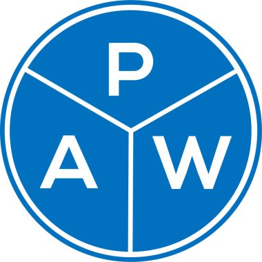 Beyaz arka planda PaW harfli logo tasarımı. PaW yaratıcı daire harf logosu konsepti. PaW harf tasarımı.