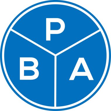 Beyaz arka planda PBA harf logosu tasarımı. PBA yaratıcı daire harfi logosu konsepti. PBA harf tasarımı.
