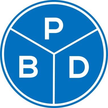 Beyaz arka planda PBD harf logosu tasarımı. PBD yaratıcı daire harfi logosu konsepti. PBD harf tasarımı.