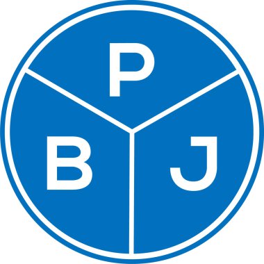 Beyaz arka planda PBJ harf logosu tasarımı. Fıstık ezmesi yaratıcı daire harfi logosu. PBJ harf tasarımı.