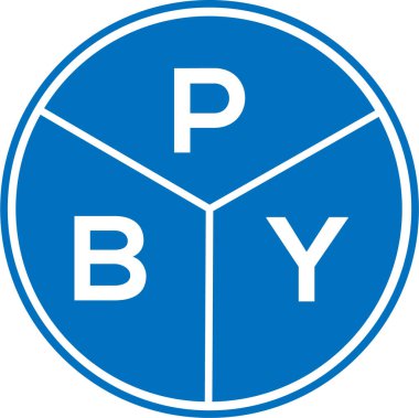 Beyaz arka planda PBY harfi logo tasarımı. PBY yaratıcı daire harfi logosu. PBY harf tasarımı.