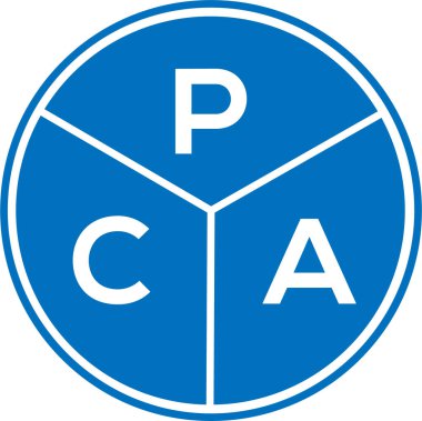 Beyaz arka planda PCA harf logosu tasarımı. PCA yaratıcı daire harfi logosu. PCA harf tasarımı.