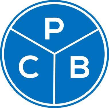 Beyaz arkaplanda PCB harf logosu tasarımı. PCB yaratıcı daire harfi logosu konsepti. PCB harf tasarımı.