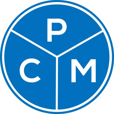 Beyaz arkaplanda PCM harf logosu tasarımı. PCM yaratıcı daire harfi logosu konsepti. PCM harf tasarımı.
