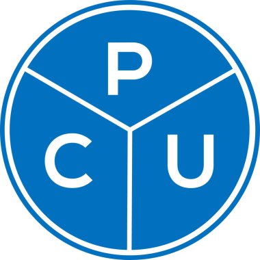 Beyaz arka planda PCU harf logosu tasarımı. PCU yaratıcı daire harfi logosu konsepti. PCU harf tasarımı.