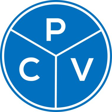 Beyaz arkaplanda PCV harf logosu tasarımı. PCV yaratıcı yuvarlak harf logosu konsepti. PCV harf tasarımı.
