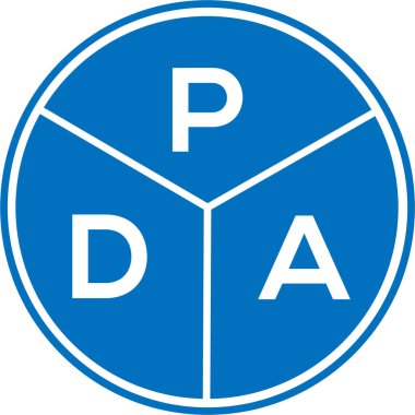 Beyaz arka planda PDA harf logosu tasarımı. PDA yaratıcı daire harfi logosu. PDA harf tasarımı.
