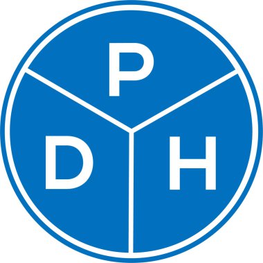 Beyaz arkaplanda PDH harf logosu tasarımı. PDH yaratıcı daire harfi logosu konsepti. PDH harf tasarımı.