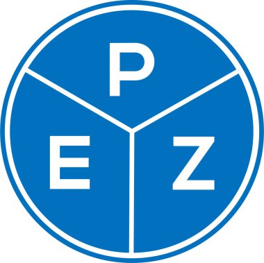 Beyaz arka planda PEZ harfi logo tasarımı. PEZ yaratıcı daire harfi logosu. PEZ harf tasarımı.