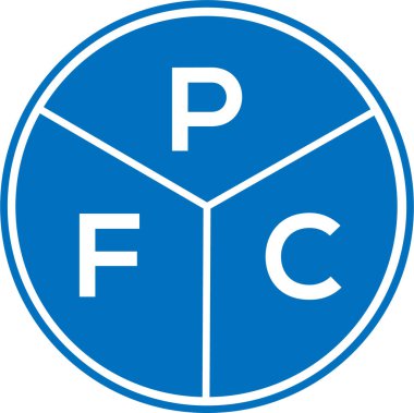 Beyaz arka planda PFC harf logosu tasarımı. Er yaratıcı daire harfi logosu konsepti. PFC harf tasarımı.