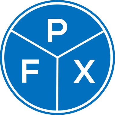 Beyaz arka planda PFX harfli logo tasarımı. PFX yaratıcı daire harfi logosu konsepti. PFX harf tasarımı.
