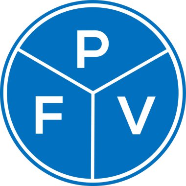 Beyaz arka planda PFV harf logosu tasarımı. PFV yaratıcı daire harfi logosu konsepti. PFV harf tasarımı.