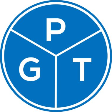 Beyaz arka planda PGT harf logosu tasarımı. PGT yaratıcı daire harfi logosu konsepti. PGT harf tasarımı.