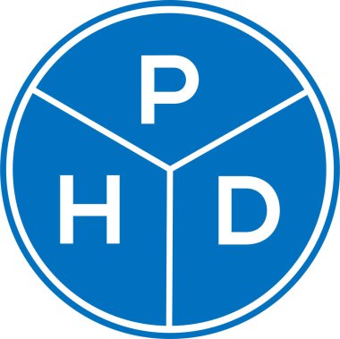 Beyaz arka planda doktora harfi logosu tasarımı. Yaratıcı Daire Harfleri Logosu. PHD harf tasarımı.