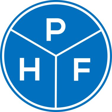 Beyaz arkaplanda PHF harf logosu tasarımı. PHF yaratıcı daire harfi logosu konsepti. PHF harf tasarımı.